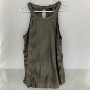 Torrid Gold Metallic Pleated Goddess Halter Tank Top Size 1 Plus Size